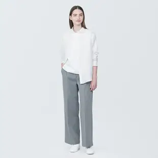 【MUJI 無印良品】女亞麻水洗標準領長袖襯衫 S 白色