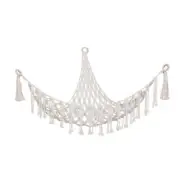 Boho Plush Toy Hammock Triangular Shape Hanging Mesh Storage Basket Cotton Tasse