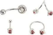 [Loboo Idea] Crystal Steel Belly Button Rings Studs Kit Navel Body Jewelry Set