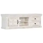 Solid Mango Wood TV Cabinet White 120x40cm Entertainment Centre Stand vidaXL