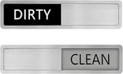 Kichwit Clean Dirty Dishwasher Magnet, 304 Stainless Steel Magentic Dishwasher Indicator Sign, 7 x 1.6 Inches, Easy to Read and Slide, Black and Grey