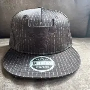 New Era Black Label Chicago Bulls Hat 9Fifty Strapback Black Grey Monogram