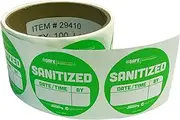 BeSafe Messaging SANITIZED Date/TIME by Fl Green Removable, Writable 2" Round Labels, 100 Sanitized Stickers per Roll