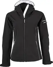 [Tee Jays] Fashionable women's softshell jacket with hood, 6,000 mm, colour: black, size: S, black, Small