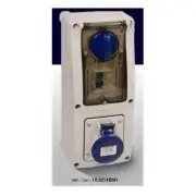 Famatel 16A 3 Pin 240V IP44 Vertical Switched Interlocked Socket c/w RCD 30mA