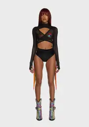 [Club Exx] Technicolor Trip Fringe Wrap Top