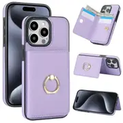 IPhone 14 Pro Max Case With Card Holder,Military Grade Drop Protection,Durable Shockproof Cover-Light Purple