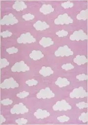 Size: 6'7" x 9' Rectangle - Nizar Pink Cloud Washable Kids Rug