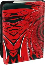 [GaxfjRu] Red Flower Vortex Spiral Print Leather Passport Holder Covers Case, Waterproof Travel Wallet Passport Holder for Women Men, Black, One Size