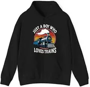 [X.Style] Just A Boy Who Loves Trains Lover Toddler ds040 Hoodie Black S