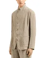 Emporio Armani Regular Fit Asymmetric Linen Blazer