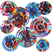 9 Pcs International World Flags Classroom Decorations around the World Hanging P