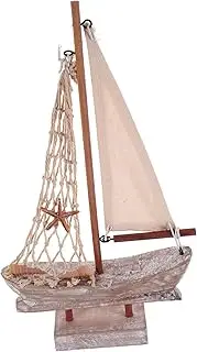 DIYEAH Wooden Sailing Ship Model Decor Rustic Mediterranean Style Sailboat Ornament for Home Living Bedroom Office and Nautical Themed Spaces Lifelike Craftsmanship