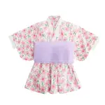 【BABY 童衣】任選 日式和服浴衣洋裝 印花圖案浴衣洋裝 60364(白底粉花)