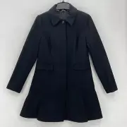 Banana Republic Fit & Flare Peplum Hem Coat Mario Bellucci Italian Wool Black 4