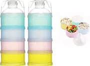 2 PCS 4 Layers Baby Milk Powder Dispenser, Milk Powder Pots,Food Storage Tank, Candy Storage Tank, Formula Dispenser Portable Milk Powder Formula Dispenser Container Pot Box Milk Cans Snack Storage Box for Travel (Four-color)