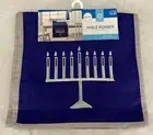 Hanukkah Menorah Table Runner 14in x 72in Blue Embroidered Dining Room Decor