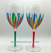 RAVENNA WINE GLASSES - SET OF 2 - GREEN AND RED - VENETIAN GLASSWARE