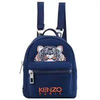 在飛比找momo購物網優惠-【KENZO】經典電繡虎頭帆布三用迷你手提斜背包後背包(深藍