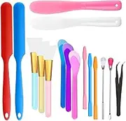 Silicone Stir Sticks Kit 16Pcs, Silicone Epoxy Brush, Silicone Stirring Tool, Mixing Spoon, Silicone Scraper DIY Crafts Tool for Resin Epoxy Liquid Paint, Glitter Tumblers Make