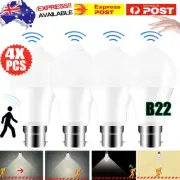 4PCS B22 PIR Sensor Motion Smart LED Bulb Globe Light Auto ON/OF White Security