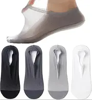 [Generic] Zeanaturals Ultra Thin Liner Non Slip No Show Socks, Soft Breathable Ice Silk Sock, Unisex Low Cut Liner Sock, 4pairs-c, One Size, 4pairs-c, One Size