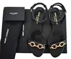 ️ SAINT LAURENT Paris *LE MAILLON* Black Leather Flat Sandals EUR-35 US-5