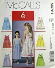 McCall's 4761 Girls Dress Mid-Calf Length Sewing Pattern in 6 styles 3-4-5-6 OOP