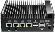UDPTCP Industrial Mini PC, Fanless Mini PC Quad Core J6412,4*i226 2.5G LAN,DDR4 1*M.2 nvme/COM/HD DP/USB3.0, Mini Desktop Computer Support Dual Band WiFi for Industry Business,16GB RAM 512GB SSD