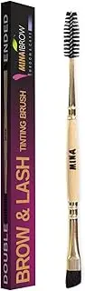 Mina iBrow Duo Mascara Eyebrow Brush - Premium Angled Brush & Spoolie for Pomade, Henna, Liner, Shaper, Wax, Lamination, Tint & Makeup