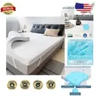 2 Inch CertiPUR Memory Foam Topper with Removable Cover—Full Size, White & Blue