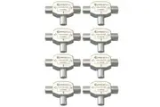 8x TV FM Radio 2 Way Antenna Splitter Coax RG59 Adapter Male Plug to 2 Female
