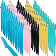 RONYOUNG 65PCS Eyebrow Razors with Safety Cover, Face Razor for Women and Man Smooths Away Peach Fuzz, Easy to Use Eyebrow Knife for Trimming and Shaping Eyebrows (5 Colors)