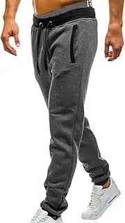[Generic] Summer Jogging Pants for Men Elastic Mid Waist Casual Sport Trouer Regular Fit Breathable Athletic Cuffed Pant Pocket