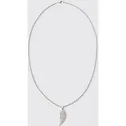 Mens Iced Feather Necklace In Silver