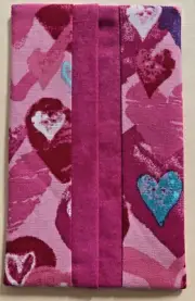 Travel Pocket Tissue Holder Hearts - Pink Trim - Fully Lined