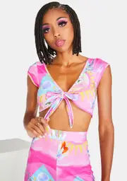 [Elsie & Fred] Higher Priestess Celestial Print Crop Top