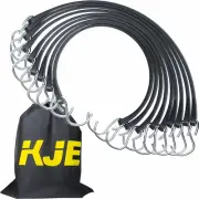 50Pack 21" Rubber Bungee Cords with S Hooks - Quality EPDM, Heavy Duty Black Bun