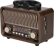 Radio Portable AM FM, Vintage Retro Multi Function Portable Bluetooth Speaker, AM FM SW Vintage Shortwave Radios with Bluetooth Support TF Card AUX USB Player for Home