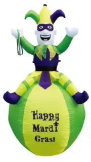 7' Air Blown Self-Inflatable LED Lighted Mardi Gras Jester On Ball