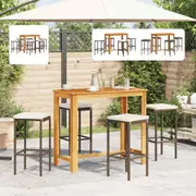 Garden Bar Set Outdoor Table and Chairs Solid Wood Acacia and Poly Rattan vidaXL