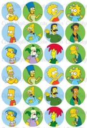 24 x THE SIMPSONS Cupcake Toppers Edible Wafer Paper HOMER BART MARGE LISA CAKE