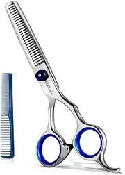COOLALA Stainless Steel Hair Cutting Scissors Thinning Shears 6.5 Inch Professional Salon Barber Haircut Scissors Family Use for Man Woman Adults Kids