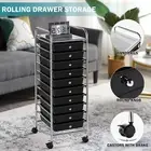 10 Drawers Rolling Storage Cart Paper Organiser Trolley w/ Wheels Home Office