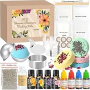 JUYRLE Bath Bomb Making Kit- 49Pcs DIY Bath Bomb Kit for Aldult, Make Your Own Shower Bombs, Spa Craft Kits with Bath Bomb Press, Molds, Bath & Bathing Making Supplies Gifts for Mom Women