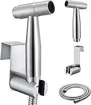 Stainless Steel Bidet Sprayer kit, Baby Cloth Diaper Sprayer with 1.5m Hose, Stainless Steel Hook, Easy Push Switch Button for a Refreshing Cleanse