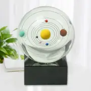 3D Solar System Crystal Ball with Base, Engraved Universe Planet Sphere, Kid Edu