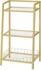 Gold Bookshelf, 3-Tier Tempered Glass Bookcase, Bathroom Storage Stand, for Bath