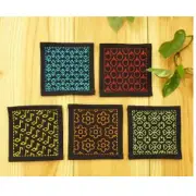 Japan Embroidery SASHIKO KIT COASTER FUJIHISA with tread & needle 5pcs COLOR