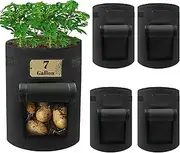 7 Gallon Potato Planter Growing Bags with Flap, Grow Containers Bucket, Fabric Garden Pot for Growing Potatoes Vegetables, 4 Pack
